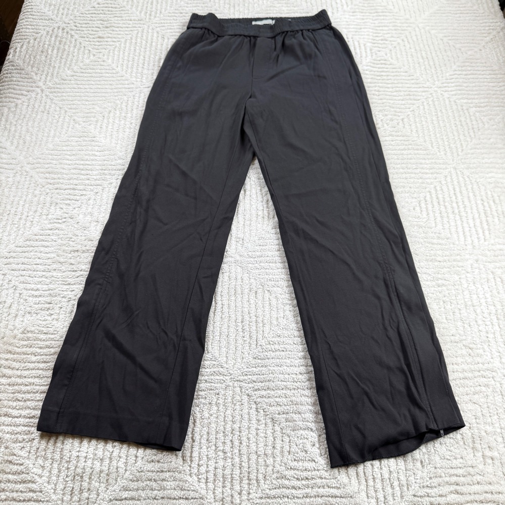 Vince Track Pants Womens M Black Wide Leg Side Zip Quiet Luxury Minimalist Chic